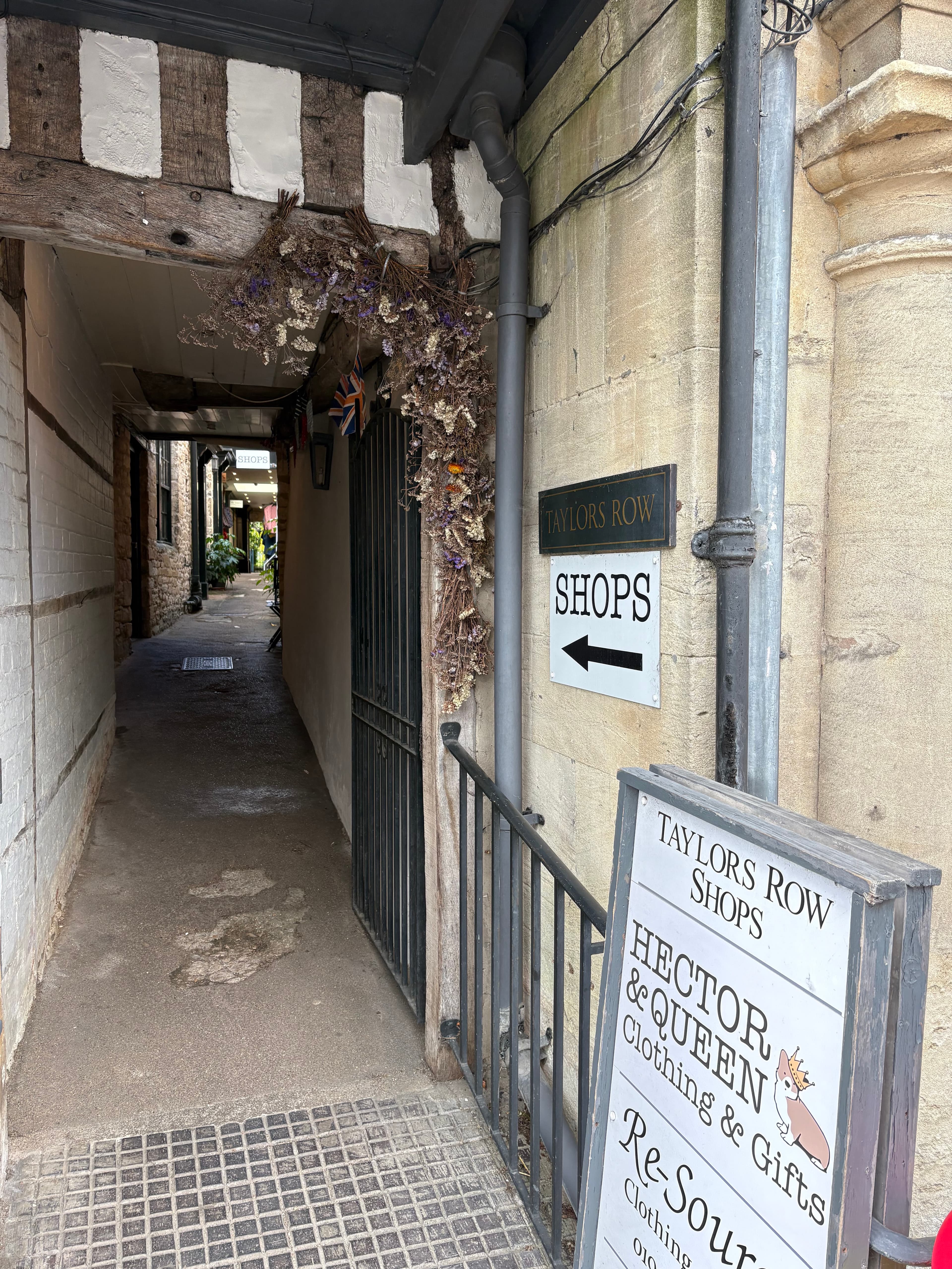 Taylor's Row — one of several covered passages off the high street leading to small courtyard shops