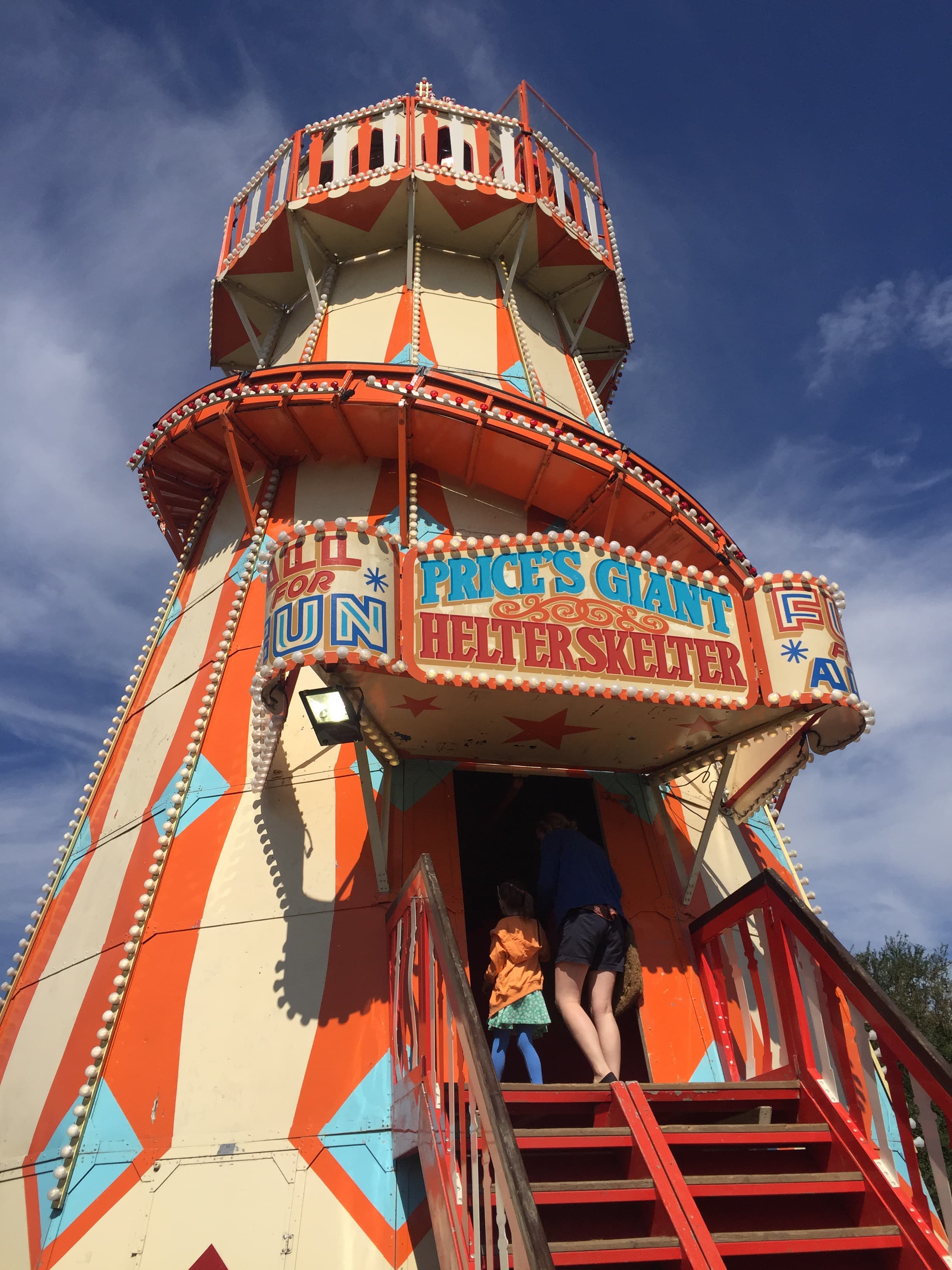 Price's Giant Helter Skelter at the Big Feastival, painted in classic orange and cream stripes