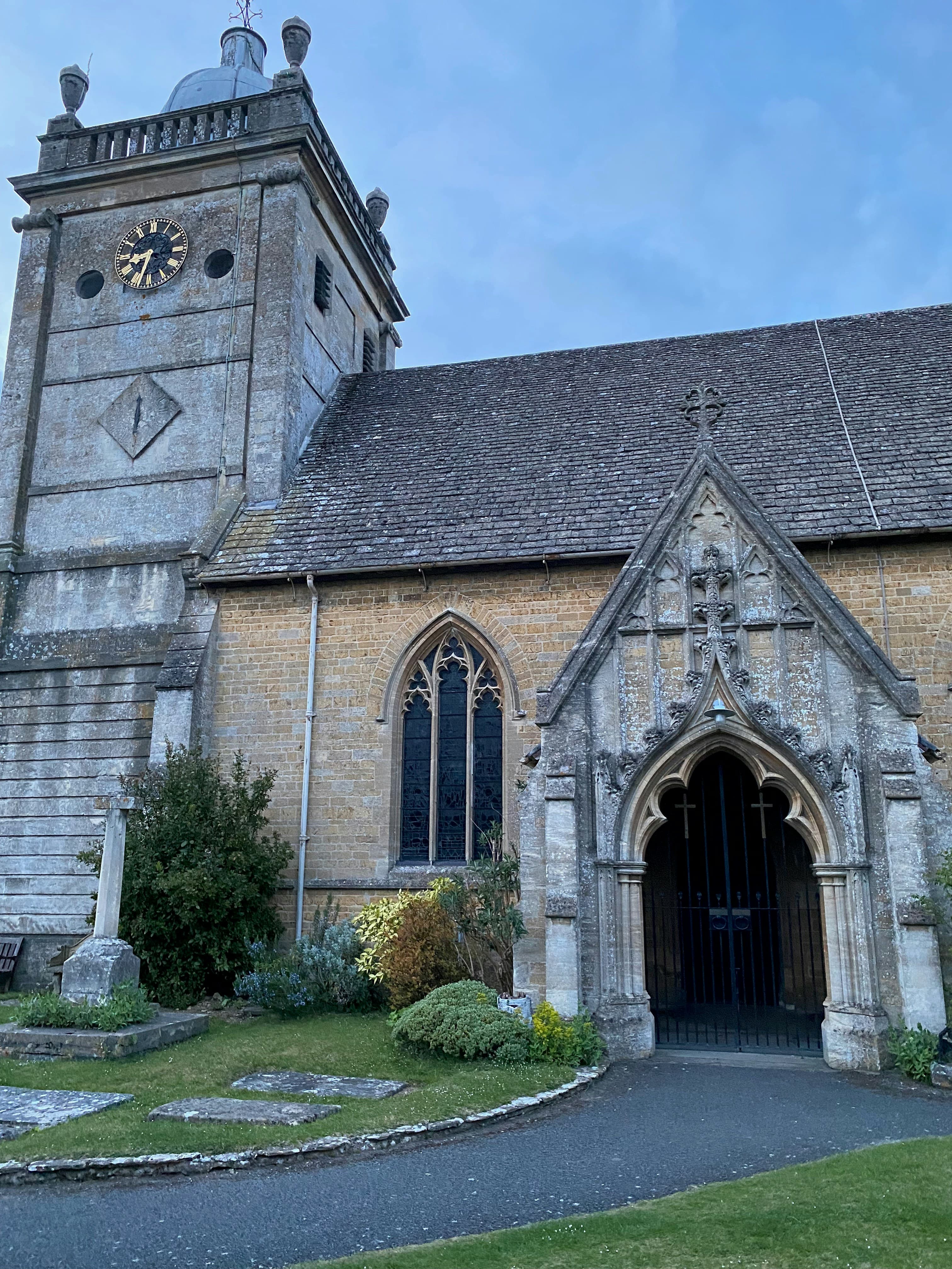 St Lawrence's Church, Bourton-on-the-Water, with its distinctive clock tower